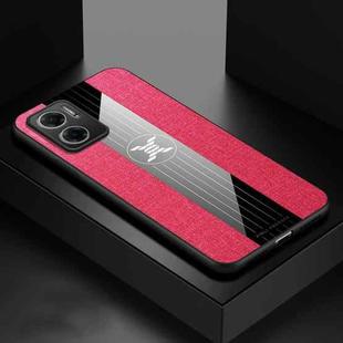 For Xiaomi Redmi Note 11E XINLI Stitching Cloth Textue Shockproof TPU Phone Case(Red)
