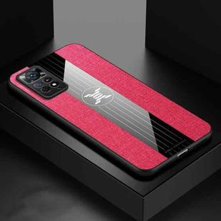 For Xiaomi Redmi Note 11 Global XINLI Stitching Cloth Textue Shockproof TPU Phone Case(Red)