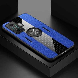 For Xiaomi Redmi K50 Gaming XINLI Stitching Cloth Textue TPU Phone Case with Ring Holder(Blue)