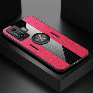 For Xiaomi Redmi K50 Gaming XINLI Stitching Cloth Textue TPU Phone Case with Ring Holder(Red)