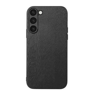 For Samsung Galaxy S23 5G Wood Texture PU Phone Case(Black)