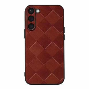 For Samsung Galaxy S23 5G Weave Plaid PU Phone Case(Brown)