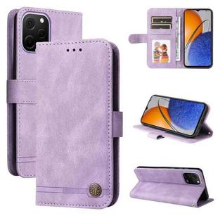 For Huawei nova Y61 Skin Feel Life Tree Metal Button Leather Phone Case(Purple)