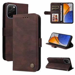 For Huawei nova Y61 Skin Feel Life Tree Metal Button Leather Phone Case(Brown)