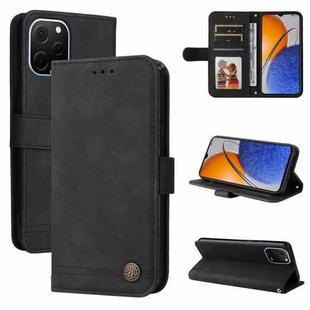 For Huawei nova Y61 Skin Feel Life Tree Metal Button Leather Phone Case(Black)