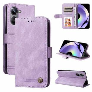 For Realme 10 4G Global Skin Feel Life Tree Metal Button Leather Phone Case(Purple)