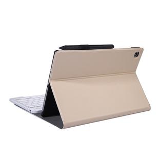 A610 For Galaxy Tab S6 Lite 10.4 P610 / P615 (2020) Bluetooth Keyboard Tablet Case with Stand & Elastic Pen Band(Gold)