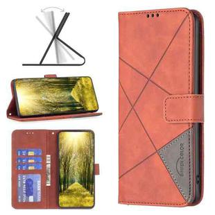 For Motorola Moto G Play 2023 Magnetic Buckle Rhombus Texture Leather Phone Case(Brown)