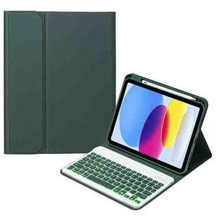For iPad 10th Gen 10.9 2022 SA-10DS Backlight Bluetooth Keyboard Leather Tablet Case with Pen Slot(Dark Green)