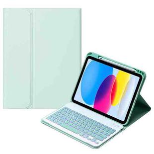 For iPad 10th Gen 10.9 2022 SA-10DS Backlight Bluetooth Keyboard Leather Tablet Case with Pen Slot(Light Green)