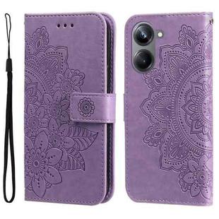 For Realme 10 4G Global 7-petal Flowers Embossing Leather Phone Case(Light Purple)