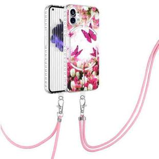 For Nothing Phone 1 2.0mm Airbag Shockproof IMD TPU Phone Case with Lanyard(Dancing Butterflies)