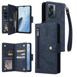 For OnePlus N300 Rivet Buckle 9 Cards Three Fold Leather Phone Case(Blue)