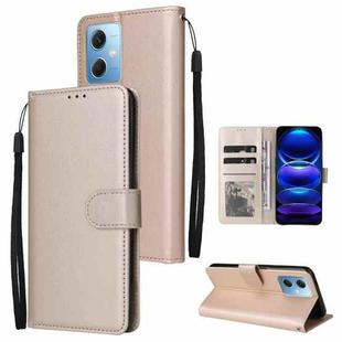 For Xiaomi Redmi Note 12 China Multifunctional 3 Card Slots Leather Phone Case(Gold)