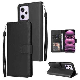 For Xiaomi Redmi Note 12 Pro 5G China Multifunctional 3 Card Slots Leather Phone Case(Black)