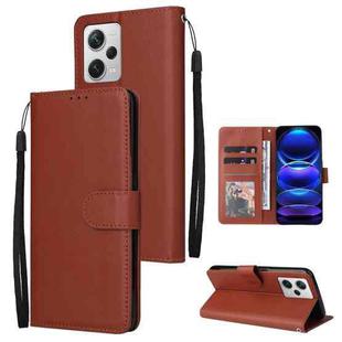 For Xiaomi Redmi Note 12 Pro+ China Multifunctional 3 Card Slots Leather Phone Case(Brown)