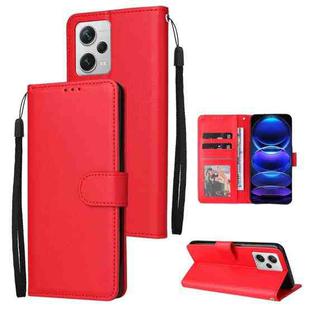 For Xiaomi Redmi Note 12 Pro+ China Multifunctional 3 Card Slots Leather Phone Case(Red)