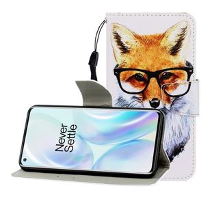 For One Plus 8 Colored Drawing Horizontal Flip Leather Case with Holder & Card Slot & Wallet(Fox)