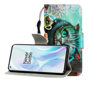 For One Plus 8 Colored Drawing Horizontal Flip Leather Case with Holder & Card Slot & Wallet(Green Eyes)