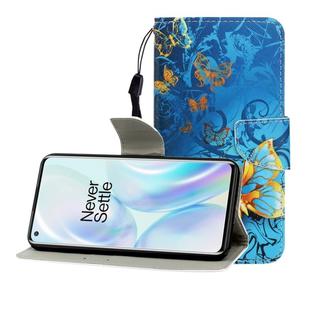 For One Plus 8 Colored Drawing Horizontal Flip Leather Case with Holder & Card Slot & Wallet(Jade Butterfly)