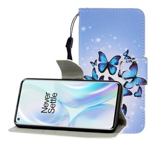 For One Plus 8 Colored Drawing Horizontal Flip Leather Case with Holder & Card Slot & Wallet(Many Butterflies)