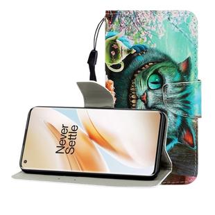 For One Plus 8 Pro Colored Drawing Horizontal Flip Leather Case with Holder & Card Slot & Wallet(Green Eyes)