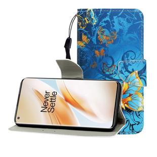 For One Plus 8 Pro Colored Drawing Horizontal Flip Leather Case with Holder & Card Slot & Wallet(Jade Butterfly)