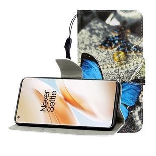For One Plus 8 Pro Colored Drawing Horizontal Flip Leather Case with Holder & Card Slot & Wallet(A Butterfly)