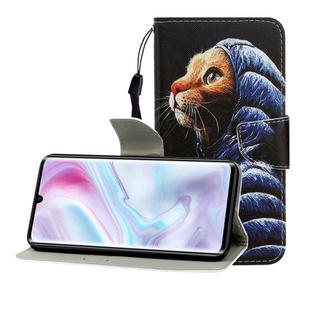 For Galaxy A31 Colored Drawing Horizontal Flip Leather Case with Holder & Card Slot & Wallet(Down Jacket Cat)