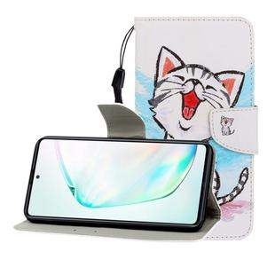 For Galaxy A81 Colored Drawing Horizontal Flip Leather Case with Holder & Card Slot & Wallet(Red Mouth Cat)