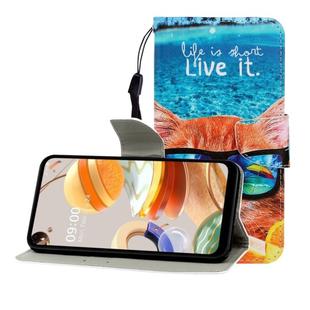For LG K61 Colored Drawing Horizontal Flip Leather Case with Holder & Card Slot & Wallet(Underwater Cat)