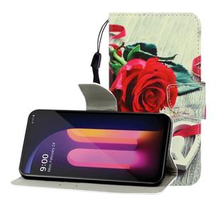 For LG V60 Colored Drawing Horizontal Flip Leather Case with Holder & Card Slot & Wallet(Red Rose)