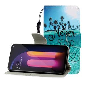 For LG V60 Colored Drawing Horizontal Flip Leather Case with Holder & Card Slot & Wallet(Blue Coconut Grove)