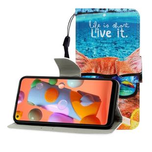For Huawei Nova 5 Colored Drawing Horizontal Flip Leather Case with Holder & Card Slot & Wallet(Underwater Cat)