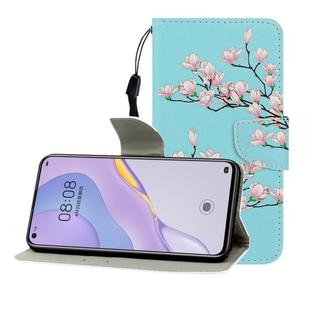 For Huawei Nova 7 Colored Drawing Horizontal Flip Leather Case with Holder & Card Slot & Wallet(Magnolia)
