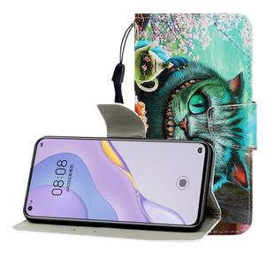 For Huawei Nova 7 Colored Drawing Horizontal Flip Leather Case with Holder & Card Slot & Wallet(Green Eyes)