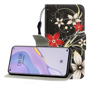For Huawei Nova 7 Colored Drawing Horizontal Flip Leather Case with Holder & Card Slot & Wallet(Safflower)