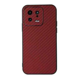 For Xiaomi 13 Accurate Hole Carbon Fiber Texture PU Phone Case(Red)