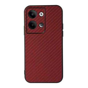 For OPPO Reno9 / Reno9 Pro Accurate Hole Carbon Fiber Texture PU Phone Case(Red)