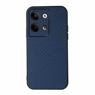 For OPPO Reno9 / Reno9 Pro Accurate Hole Carbon Fiber Texture PU Phone Case(Blue)