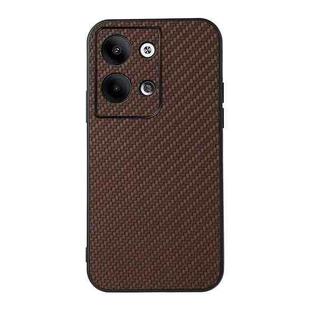 For OPPO Reno9 / Reno9 Pro Accurate Hole Carbon Fiber Texture PU Phone Case(Brown)