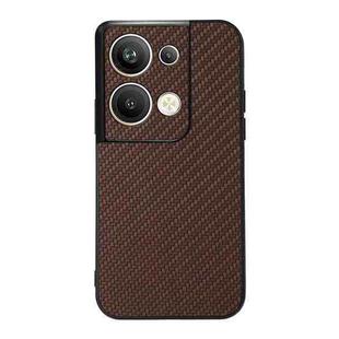 For OPPO Reno9 Pro+ Accurate Hole Carbon Fiber Texture PU Phone Case(Brown)