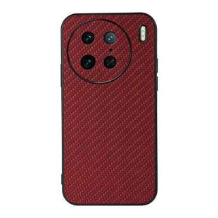 For vivo X90 Pro Accurate Hole Carbon Fiber Texture PU Phone Case(Red)