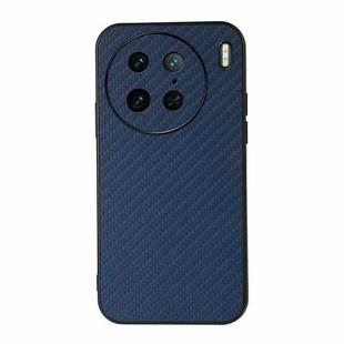 For vivo X90 Pro Accurate Hole Carbon Fiber Texture PU Phone Case(Blue)