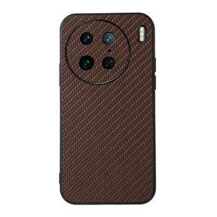 For vivo X90 Pro Accurate Hole Carbon Fiber Texture PU Phone Case(Brown)