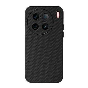 For vivo X90 Pro+ Accurate Hole Carbon Fiber Texture PU Phone Case(Black)