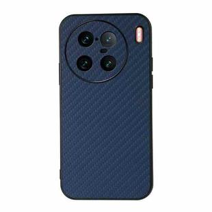 For vivo X90 Pro+ Accurate Hole Carbon Fiber Texture PU Phone Case(Blue)