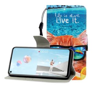 For Huawei Nova 7 SE Colored Drawing Horizontal Flip Leather Case with Holder & Card Slot & Wallet(Underwater Cat)