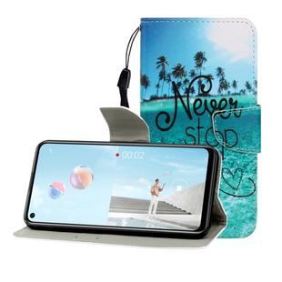 For Huawei Nova 7 SE Colored Drawing Horizontal Flip Leather Case with Holder & Card Slot & Wallet(Blue Coconut Grove)