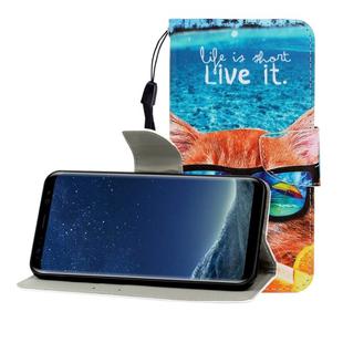For Galaxy S8 Colored Drawing Horizontal Flip Leather Case with Holder & Card Slot & Wallet(Underwater Cat)